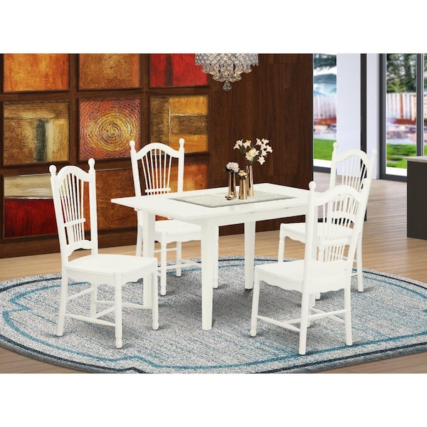 East West Furniture 5 Piece Norfolk Kitchen Table Set - Linen White - NODO5-LWH-W