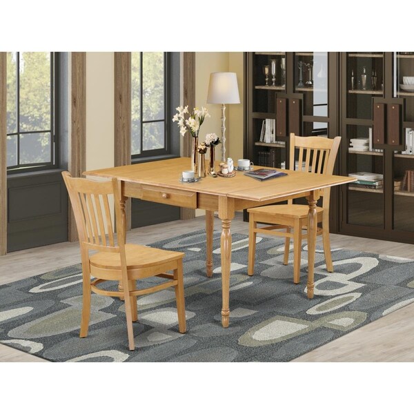 East West Furniture 3 Piece Monza Kitchen Dining Table Set - Oak - MZGR3-OAK-W