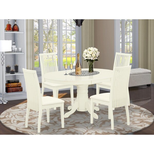 East West Furniture 5 Piece Avon Dining Set - Linen White - AVIP5-LWH-C
