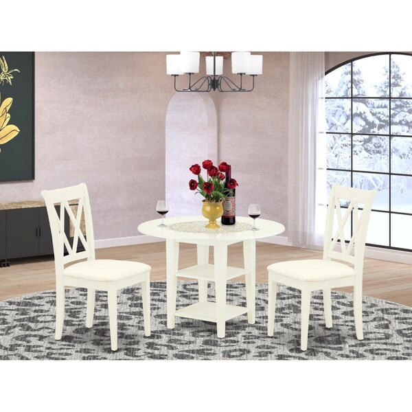 East West Furniture 3 Piece Sudbury Dinette Set - Linen White - SUCL3-LWH-C