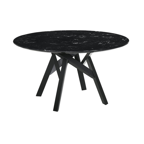 Armen Living Venus and Rowan 5 Piece Black Marble Round Dining Set - SETVEDIBLK5B