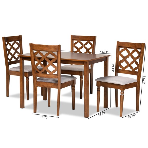 Baxton Studio Ramiro Modern and Contemporary Grey Fabric and Walnut Brown Finished Wood 5-Piece Dining Set - 176-11373-8959-ZORO
