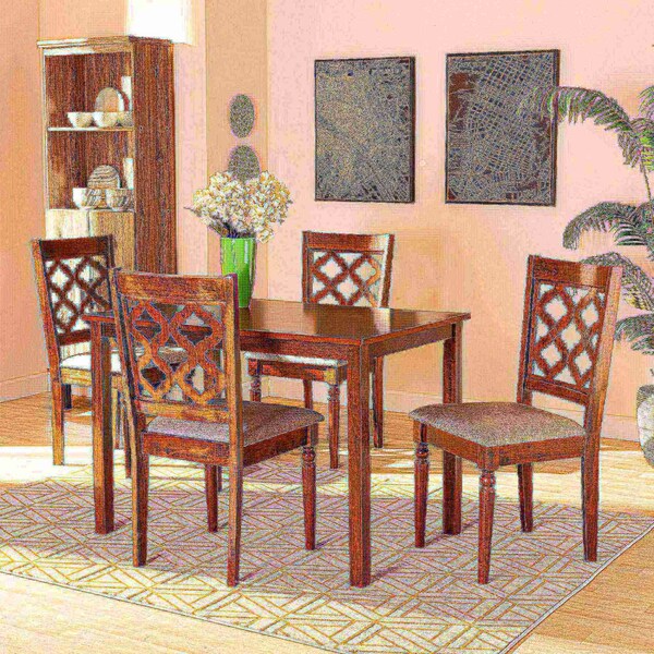Baxton Studio Ramiro Modern and Contemporary Grey Fabric and Walnut Brown Finished Wood 5-Piece Dining Set - 176-11373-8959-ZORO