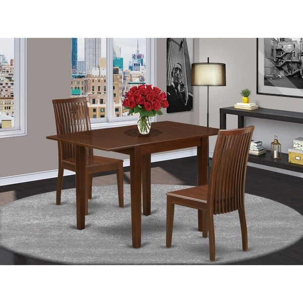 East West Furniture 3 Piece Norden Dinette Set - Mahogany - NDIP3-MAH-W