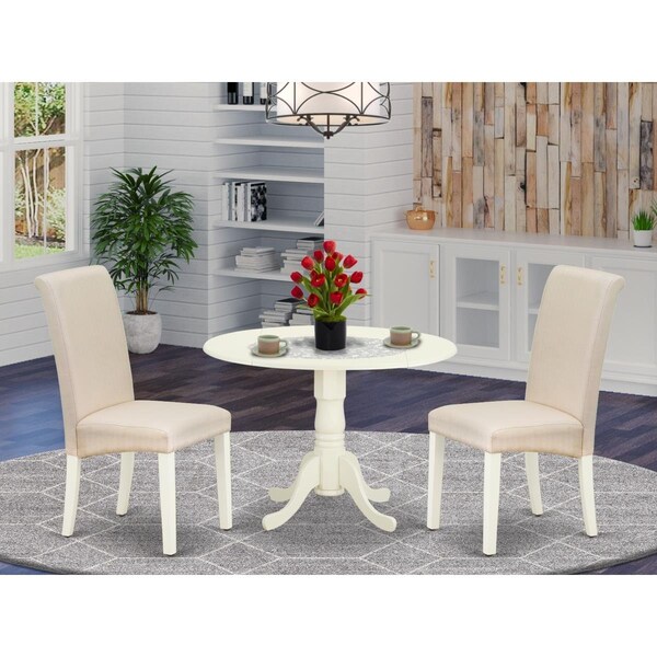 East West Furniture East West Furniture DLBA3-WHI-01 3 Piece Dublin Dinette Set - Linen White & Cream - DLBA3-WHI-01