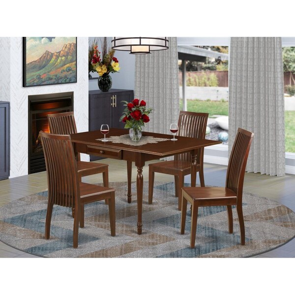 East West Furniture 5 Piece Monza Dinette Set - Mahogany - MZIP5-MAH-W