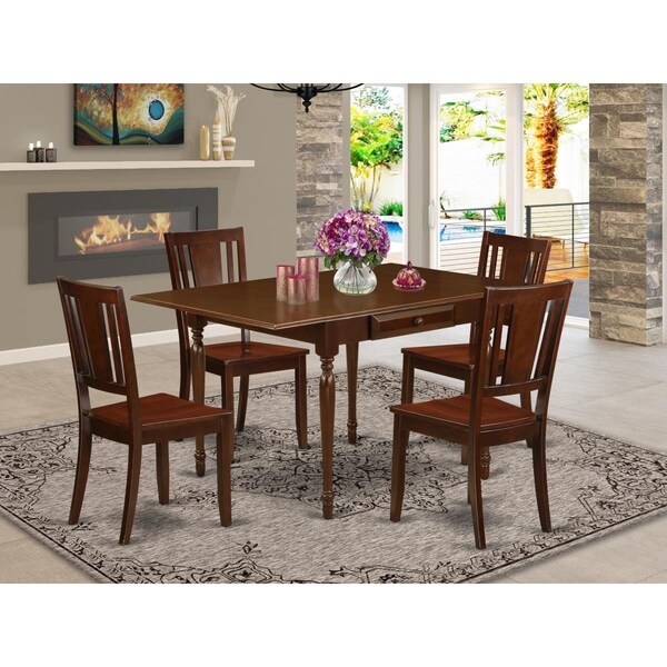 East West Furniture 5 Piece Monza Dinette Set - Mahogany - MZDU5-MAH-W