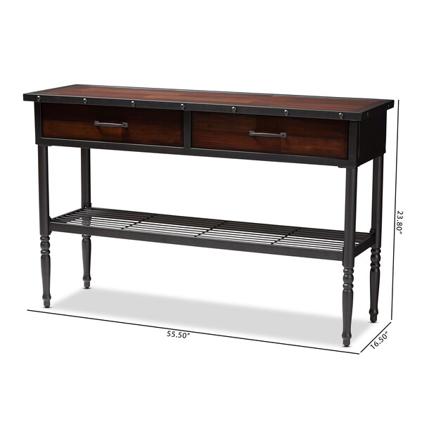 Baxton Studio Jana Walnut-Finished Wood 2-Drawer Dining Room Server - 152-9347