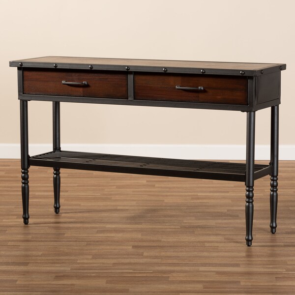 Baxton Studio Jana Walnut-Finished Wood 2-Drawer Dining Room Server - 152-9347