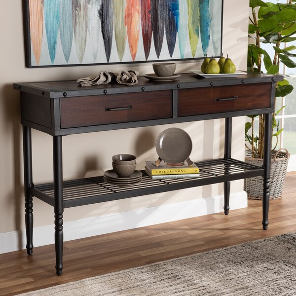 Baxton Studio Jana Walnut-Finished Wood 2-Drawer Dining Room Server - 152-9347