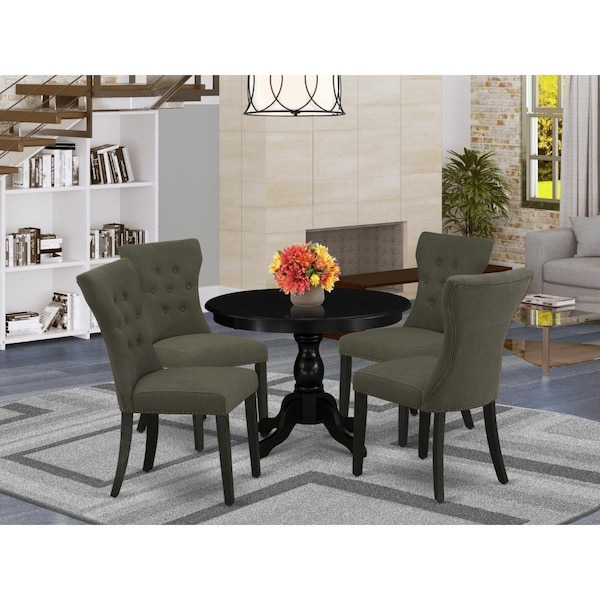 East West Furniture 5 Piece Hartland Dining Set - Wire Brushed Black - HBGA5-ABK-50
