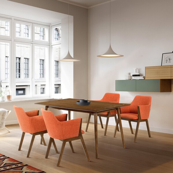 Armen Living Westmont and Renzo Orange and Walnut 5 Piece Dining Set - SETWEDI5REWAOR