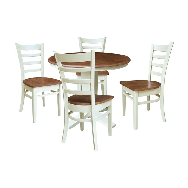 Whitewood Industries Rectangular Extension Dining Table W/ 4 Chairs, 36 in W, 30.1 in L, 48 in H, Parawood, 4 - K79-36RXT-23B-C617-4