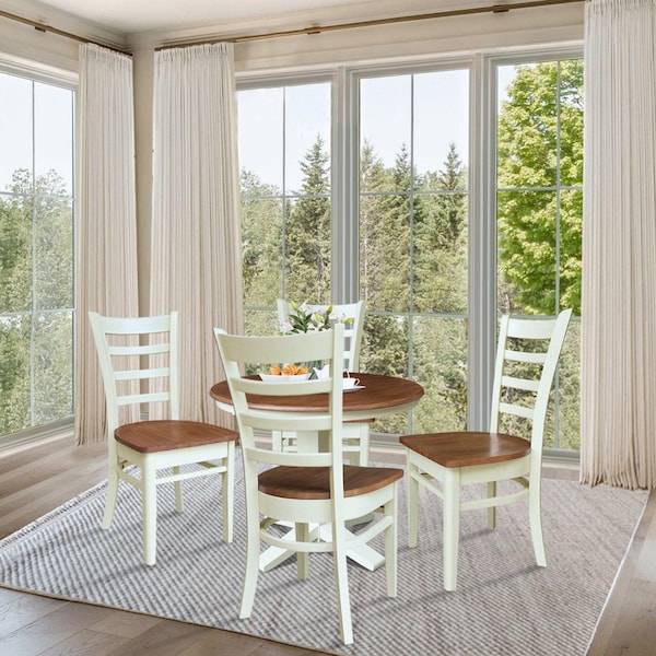 Whitewood Industries Rectangular Extension Dining Table W/ 4 Chairs, 36 in W, 30.1 in L, 48 in H, Parawood, 4 - K79-36RXT-23B-C617-4