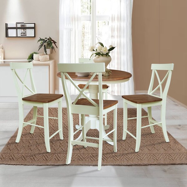 Whitewood Industries Rectangular Fixed Top Table W/ 4 Counter Height Stools, 36 in W, 35.1 in L, 36 in H, Parawood, 5 - K79-36RT-6B-S6132-4