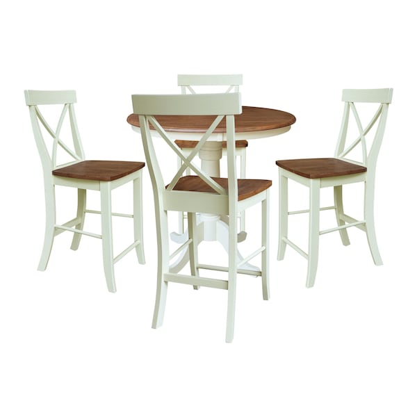 Whitewood Industries Rectangular Fixed Top Table W/ 4 Counter Height Stools, 36 in W, 35.1 in L, 36 in H, Parawood, 5 - K79-36RT-6B-S6132-4