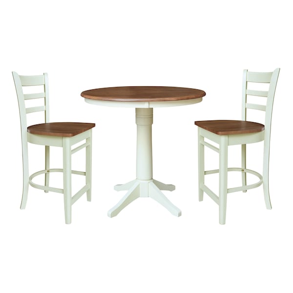 Whitewood Industries Rectangular Fixed Top Table W/ 2 Counter Height Stools, 36 in W, 35.1 in L, 36 in H, Parawood, 3 - K79-36RT-6B-S6172-2