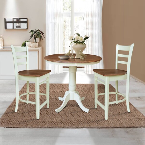 Whitewood Industries Rectangular Fixed Top Table W/ 2 Counter Height Stools, 36 in W, 35.1 in L, 36 in H, Parawood, 3 - K79-36RT-6B-S6172-2