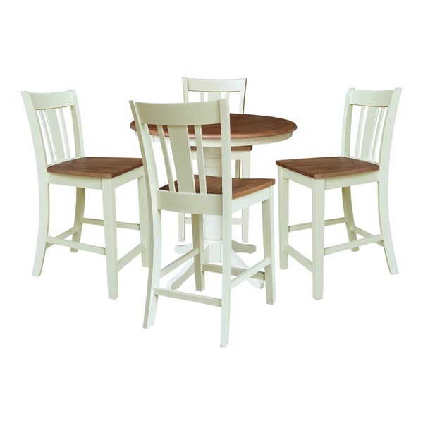 Whitewood Industries Rectangular Extension Dining Table W/ 4 Counter Height Stools, 36 in W, 30.1 in L, 48 in H, 5 - K79-36RXT-27-S102-4