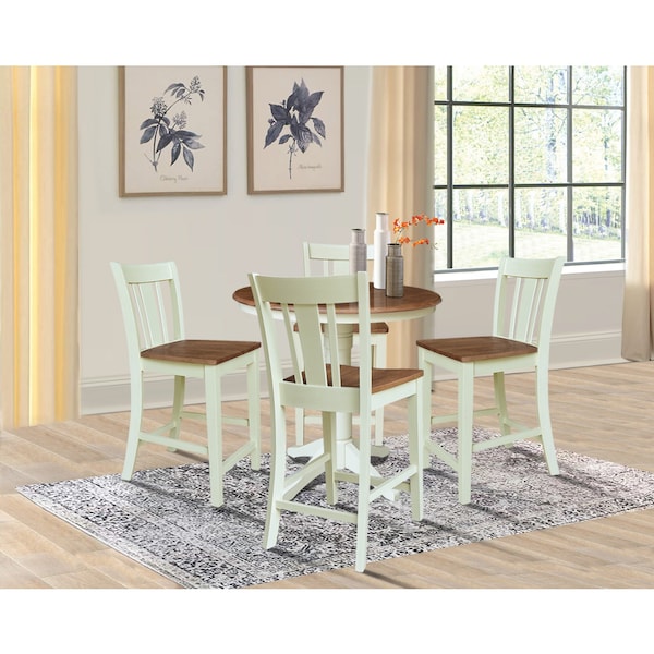 Whitewood Industries Rectangular Extension Dining Table W/ 4 Counter Height Stools, 36 in W, 30.1 in L, 48 in H, 5 - K79-36RXT-27-S102-4