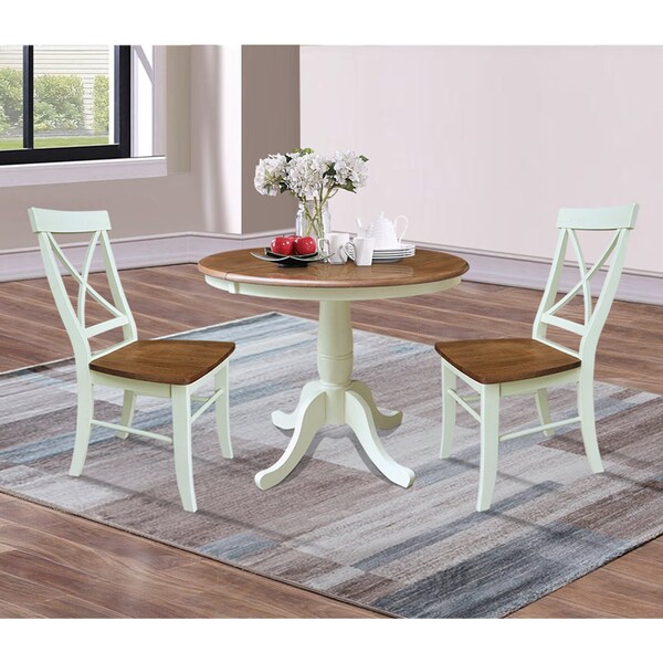 Whitewood Industries Rectangular Extension Dining Table W/ 2 Chairs, 36 in W, 29.3 in L, 48 in H, Parawood, 3 - K79-36RXT-C613-2