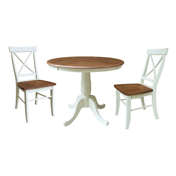 Whitewood Industries Rectangular Extension Dining Table W/ 2 Chairs, 36 in W, 29.3 in L, 48 in H, Parawood, 3 - K79-36RXT-C613-2