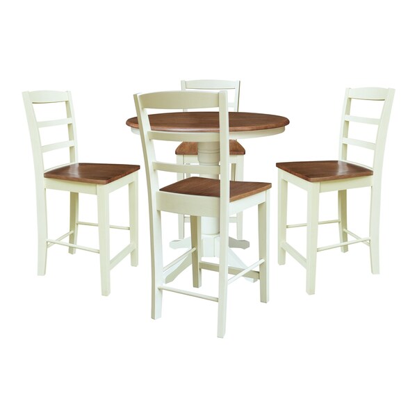 Whitewood Industries Rectangular Fixed Top Table W/ 4 Counter Height Stools, 36 in W, 35.9 in L, 36 in H, Parawood, 5 - K79-36RT-27B-S402-4