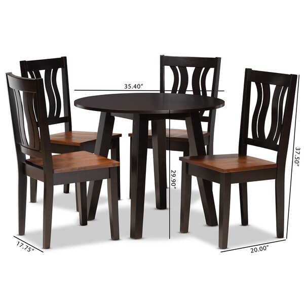 Baxton Studio Anesa Modern Two-Tone Dark Brown and Walnut Brown Finished Wood 5-PC Dining Set - 177-11380-10896-ZORO
