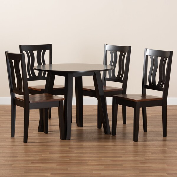 Baxton Studio Anesa Modern Two-Tone Dark Brown and Walnut Brown Finished Wood 5-PC Dining Set - 177-11380-10896-ZORO