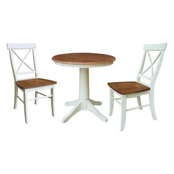 Whitewood Industries Rectangular Fixed Top Table W/ 2 Chairs, 30 in W, 29.9 in L, 30 in H, Parawood, Hickory/Shell - K79-30RT-27B-C613-2
