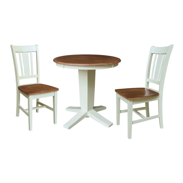Whitewood Industries Rectangular Fixed Top Table W/ 2 Chairs, 30 in W, 29.9 in L, 30 in H, Parawood, Hickory/Shell - K79-30RT-23B-C10-2