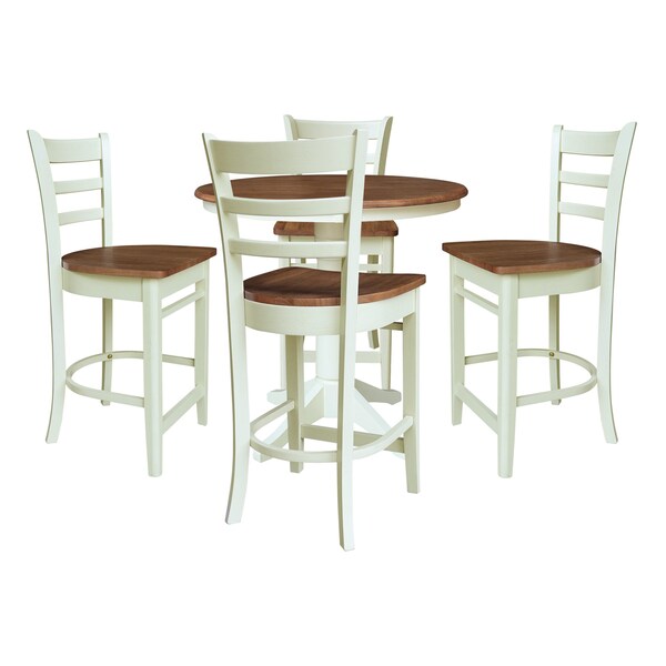 Whitewood Industries Rectangular Fixed Top Table W/ 4 Counter Height Stools, 36 in W, 35.9 in L, 36 in H, Parawood, 5 - K79-36RT-27B-S6172-4