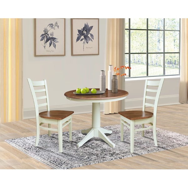 Whitewood Industries Rectangular Extension Dining Table W/ 2 Chairs, 36 in W, 30.1 in L, 48 in H, Parawood, 3 - K79-36RXT-27B-C617-2
