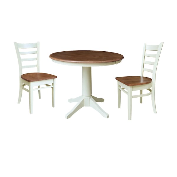 Whitewood Industries Rectangular Extension Dining Table W/ 2 Chairs, 36 in W, 30.1 in L, 48 in H, Parawood, 3 - K79-36RXT-27B-C617-2