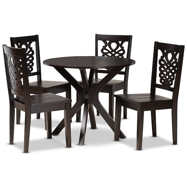 Baxton Studio Liese Modern and Contemporary Transitional Dark Brown Finished Wood 5-Piece Dining Set - 177-11381-10892-ZORO