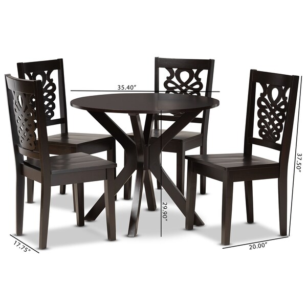 Baxton Studio Liese Modern and Contemporary Transitional Dark Brown Finished Wood 5-Piece Dining Set - 177-11381-10892-ZORO