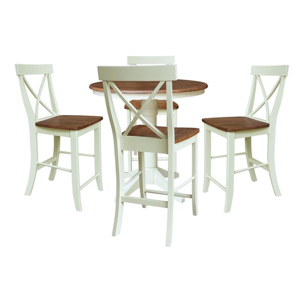 Whitewood Industries Rectangular Fixed Top Table W/ 4 Counter Height Stools, 36 in W, 35.9 in L, 36 in H, Parawood, 5 - K79-36RT-27B-S6132-4