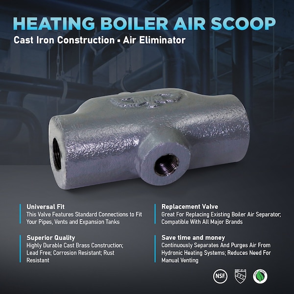 Everflow FIP Boiler Air Scoop Valve for Hydronic Heating Applications 3/4" - ETP-T15-AS34