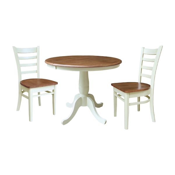 Whitewood Industries Rectangular Extension Dining Table W/ 2 Chairs, 36 in W, 29.3 in L, 48 in H, Parawood, 3 - K79-36RXT-C617-2