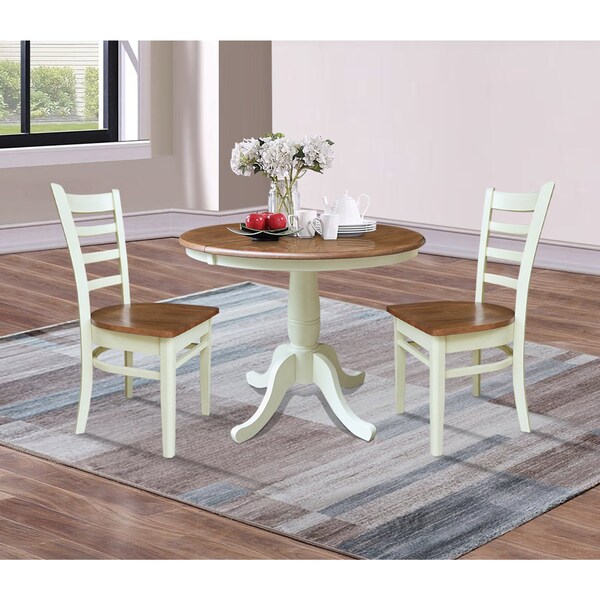 Whitewood Industries Rectangular Extension Dining Table W/ 2 Chairs, 36 in W, 29.3 in L, 48 in H, Parawood, 3 - K79-36RXT-C617-2