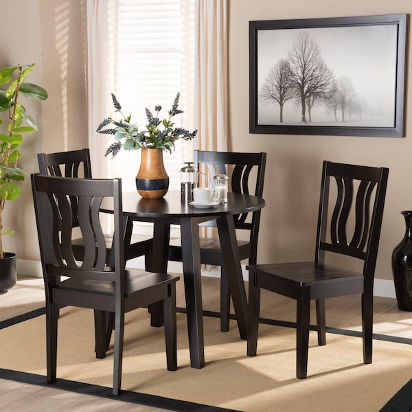 Baxton Studio Anesa Modern and Contemporary Transitional Dark Brown Finished Wood 5-Piece Dining Set - 177-11377-10896-ZORO