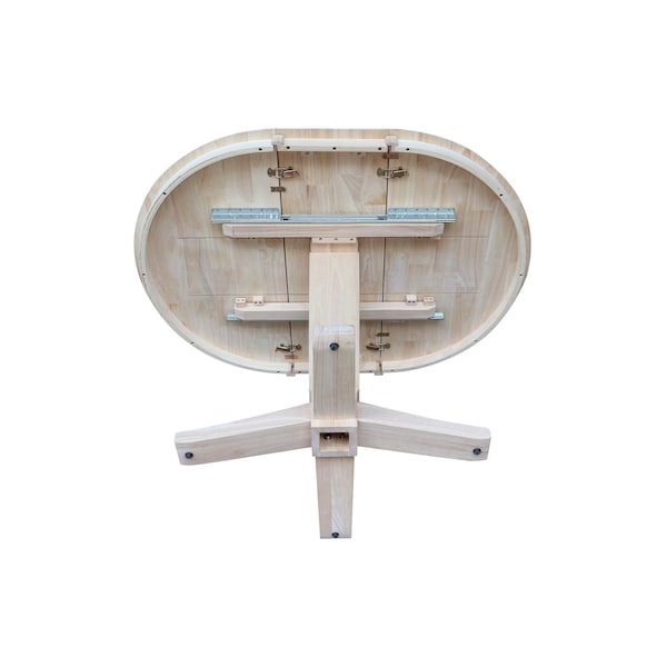 International Concepts 36 in. Solid Wood Round Top Pedestal Table w/12 in. Leaf - 30.1 in.High - Dining Height, Unfinished - K-36RXT-23B