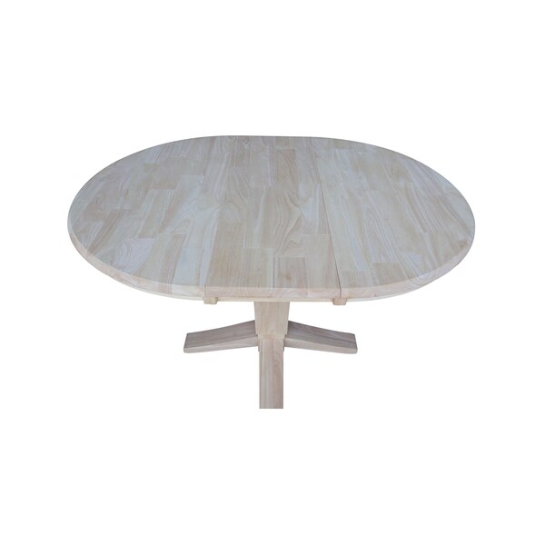 International Concepts 36 in. Solid Wood Round Top Pedestal Table w/12 in. Leaf - 30.1 in.High - Dining Height, Unfinished - K-36RXT-23B