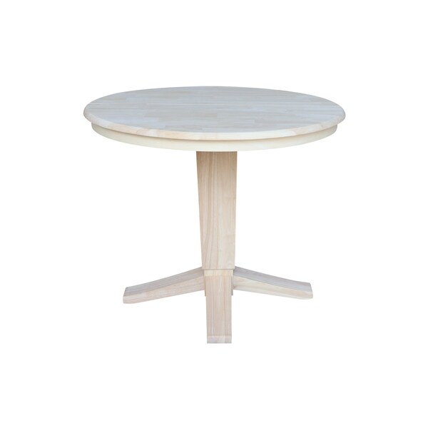 International Concepts 36 in. Solid Wood Round Top Pedestal Table w/12 in. Leaf - 30.1 in.High - Dining Height, Unfinished - K-36RXT-23B