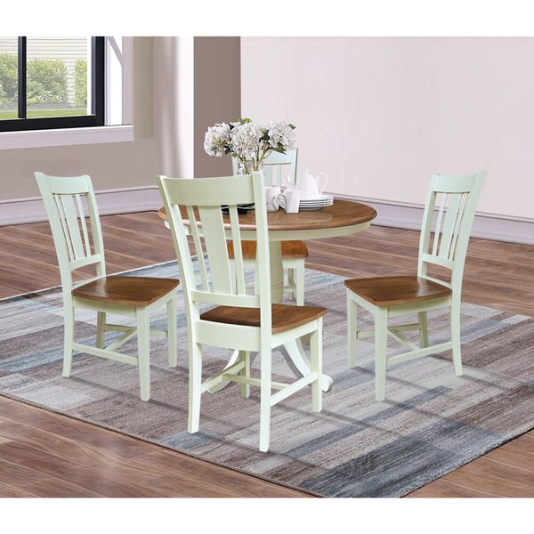 Whitewood Industries Rectangular Extension Dining Table W/ 4 Chairs, 36 in W, 29.3 in L, 48 in H, Parawood, 5 - K79-36RXT-C10-4