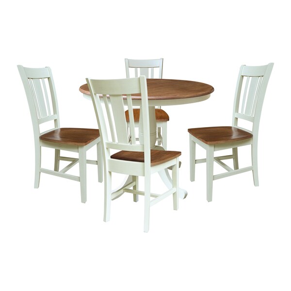 Whitewood Industries Rectangular Extension Dining Table W/ 4 Chairs, 36 in W, 29.3 in L, 48 in H, Parawood, 5 - K79-36RXT-C10-4