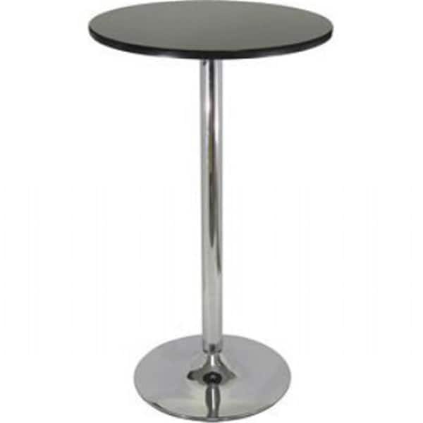 Winsome Pub Table - Black with Chrome MDF Top Iron Base Black Top Metal Leg - 93624