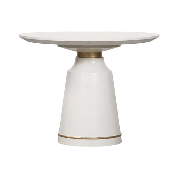 Armen Living Pinni White Concrete Round Dining Table with Bronze Painted Accent - LCSPDIWH