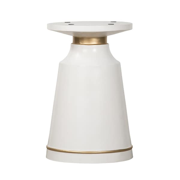 Armen Living Pinni White Concrete Round Dining Table with Bronze Painted Accent - LCSPDIWH