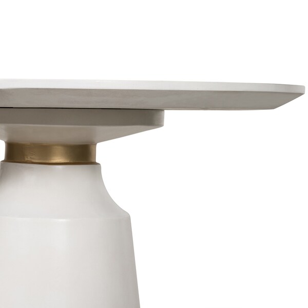 Armen Living Pinni White Concrete Round Dining Table with Bronze Painted Accent - LCSPDIWH